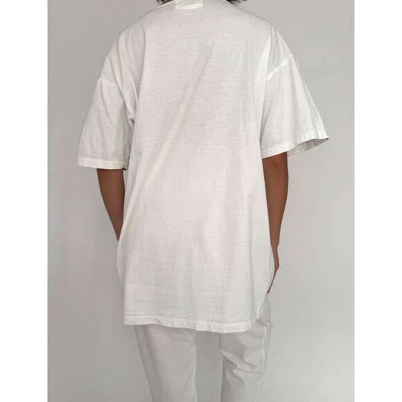 80s vintage white rainbow embellished cotton shirt pants matching two piece set - Picture 7 of 10